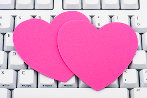 Hearts on a white keyboard