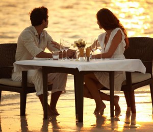 A couple on dining table
